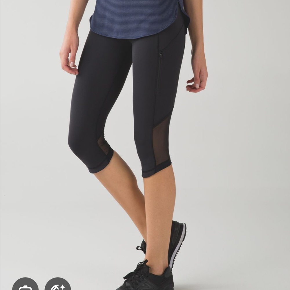 Lululemon sz 10 mesh detail Black Athletic Capri Leggings Crops